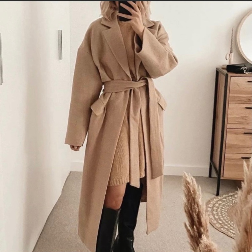 Zara Wool Belted Long Coat